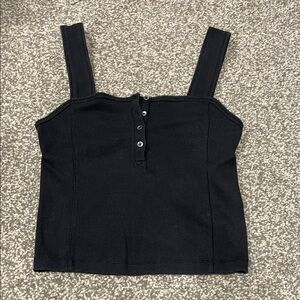 Black Sleeveless Button-Up Crop Top